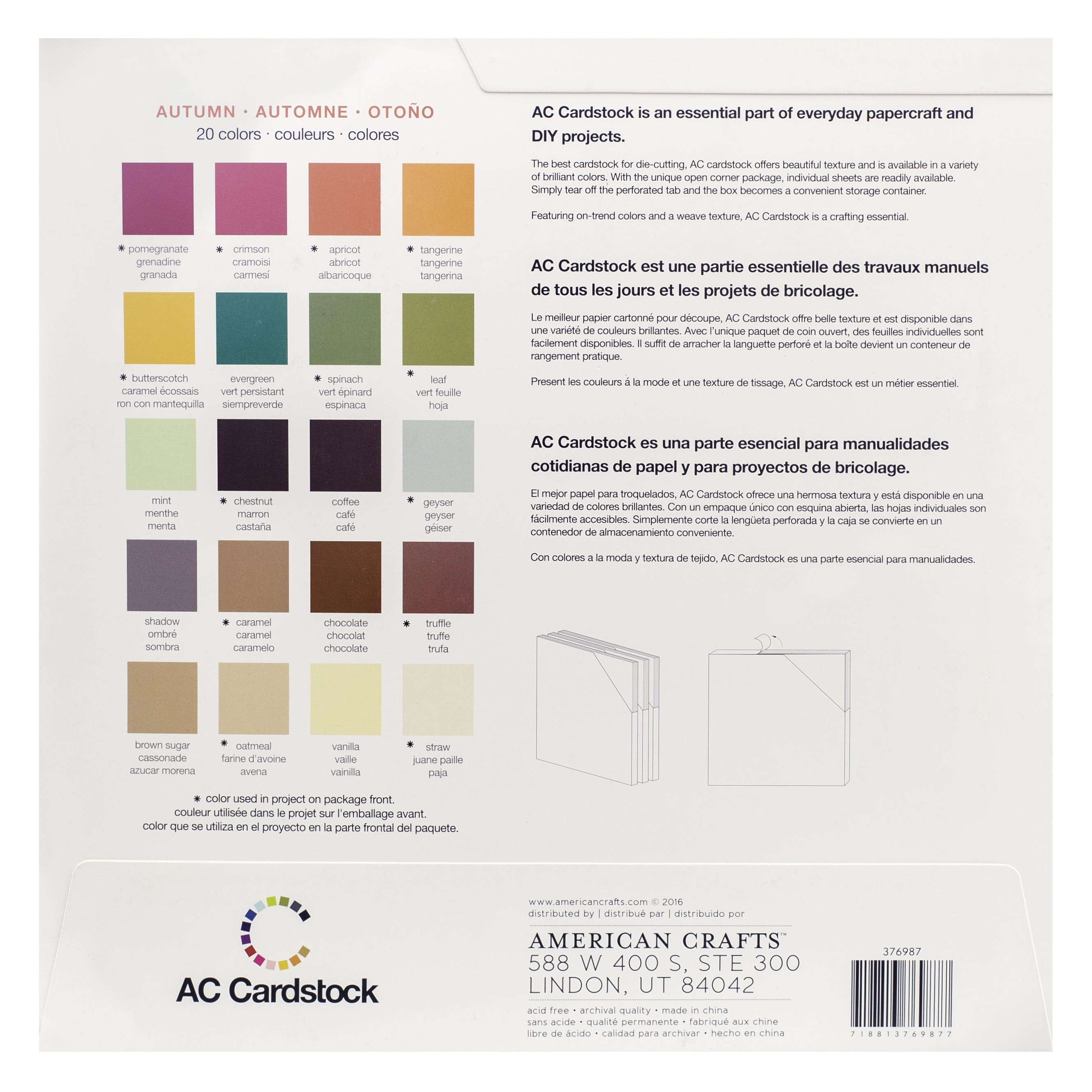 American Crafts Cardstock American Crafts - Autumn Colours 12" x 12" Cardstock - 60 Sheets