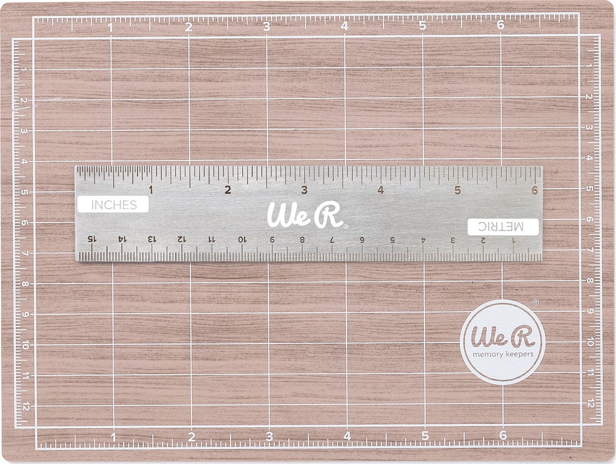 American Crafts Cutting Tools Mini Magnetic Cutting Mat & Ruler Set-6" Ruler