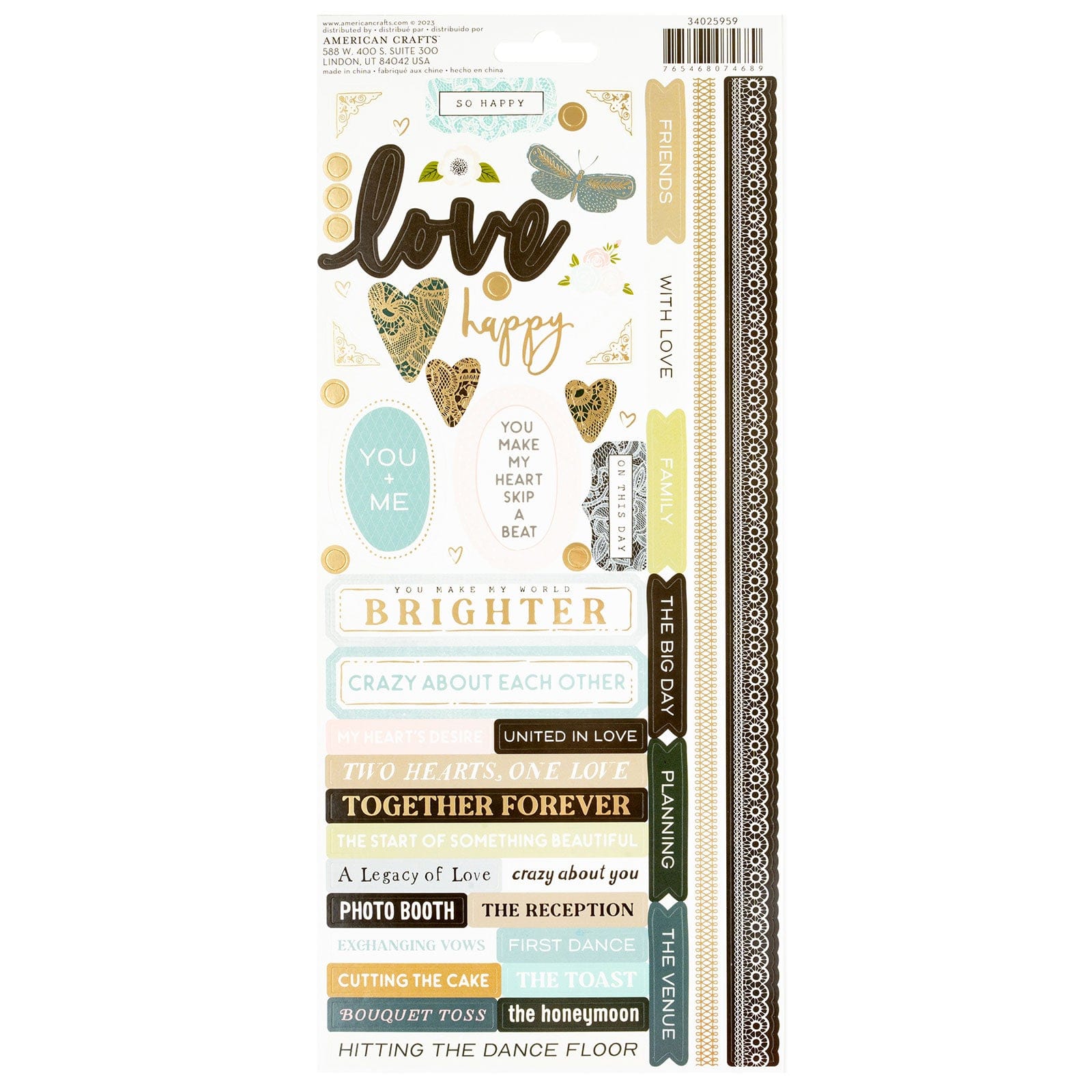 American Crafts Embellishments American Crafts A Perfect Match Foil Stickers - 109 Piece