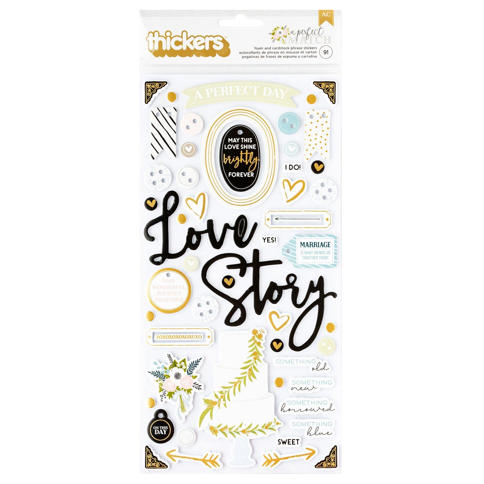 American Crafts Embellishments American Crafts A Perfect Match Thicker Phrase Stickers - 91 Piece