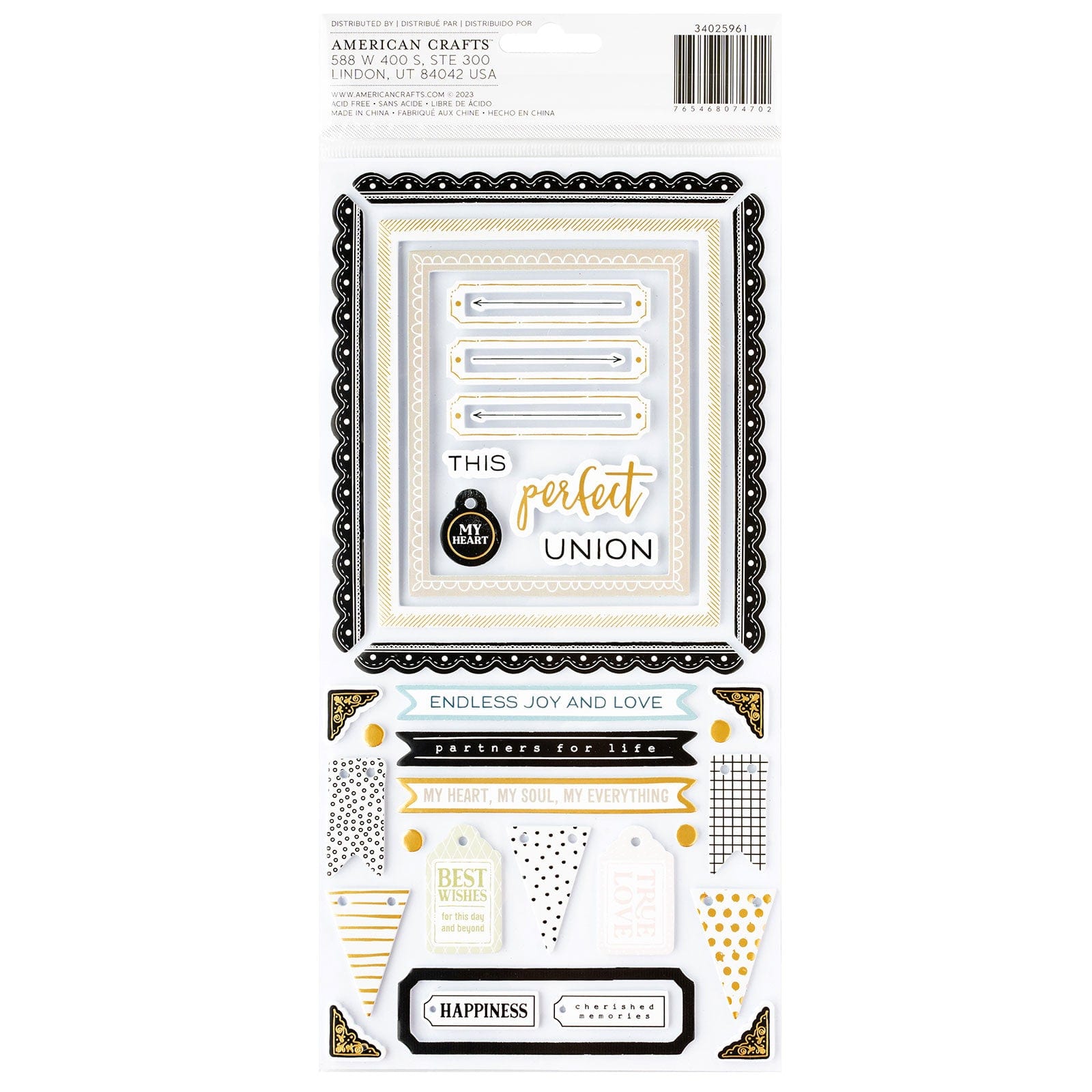 American Crafts Embellishments American Crafts A Perfect Match Thicker Phrase Stickers - 91 Piece