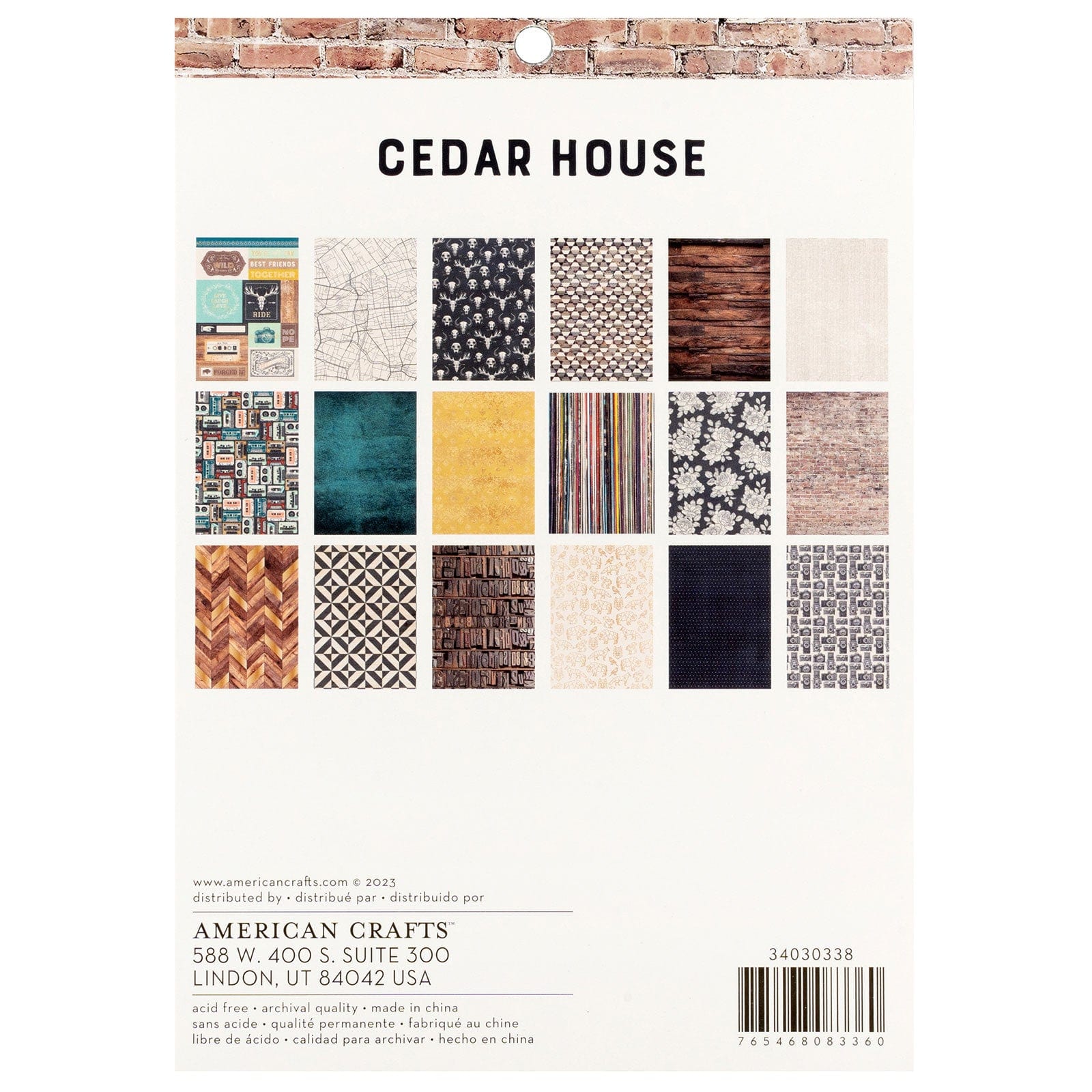 American Crafts Embellishments Cedar House Double-Sided 6x8" Paper Pad with Gold Foil