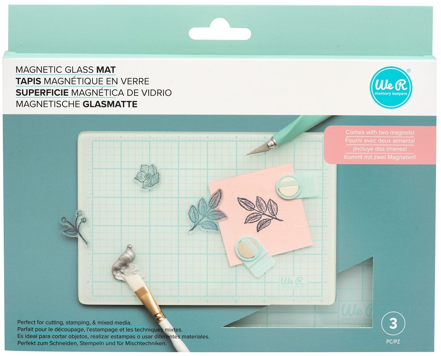 American Crafts Embossing / Tools / Accessories We R Makers Magnetic Glass Mat 9"X6" 3/Pkg
