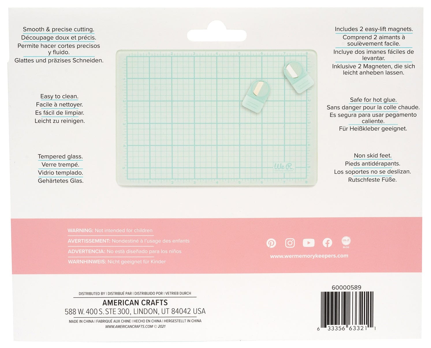 American Crafts Embossing / Tools / Accessories We R Makers Magnetic Glass Mat 9"X6" 3/Pkg