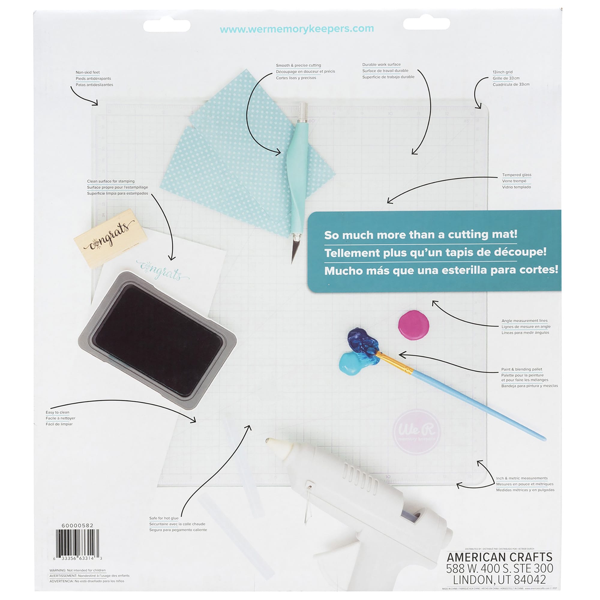 American Crafts Mats & Work Surfaces We R Makers – 13" x 13" Glass Cutting Mat