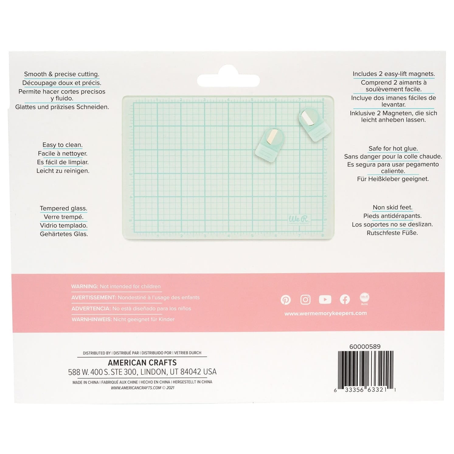 American Crafts Mats & Work Surfaces We R Makers - Precision Magnetic Glass Mat - 9" x 6"