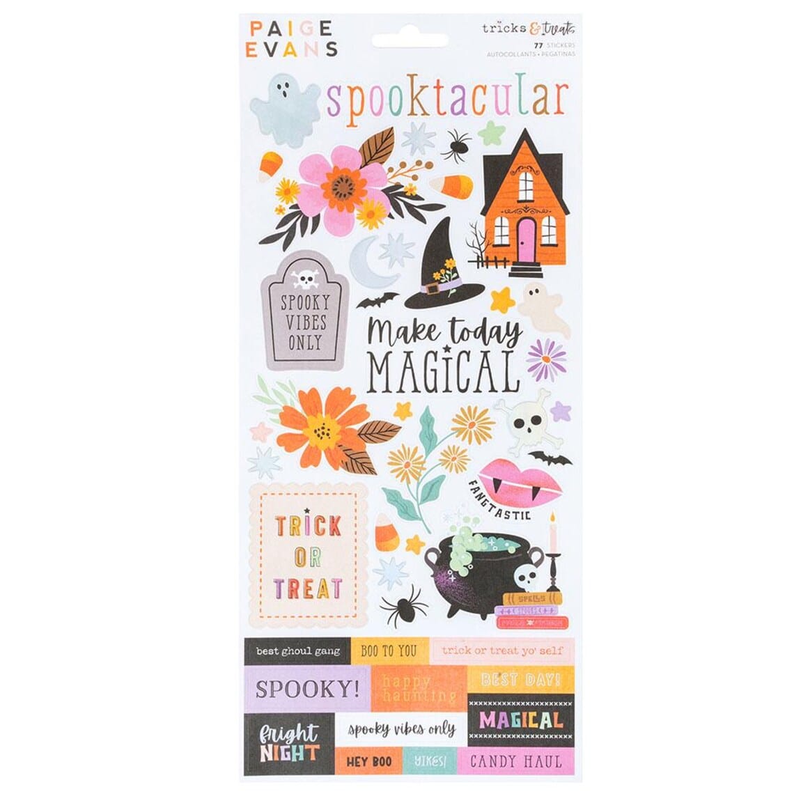 American Crafts Paige Evans Tricks & Treats Cardstock Stickers 6"X12" 77 Pieces - 316055