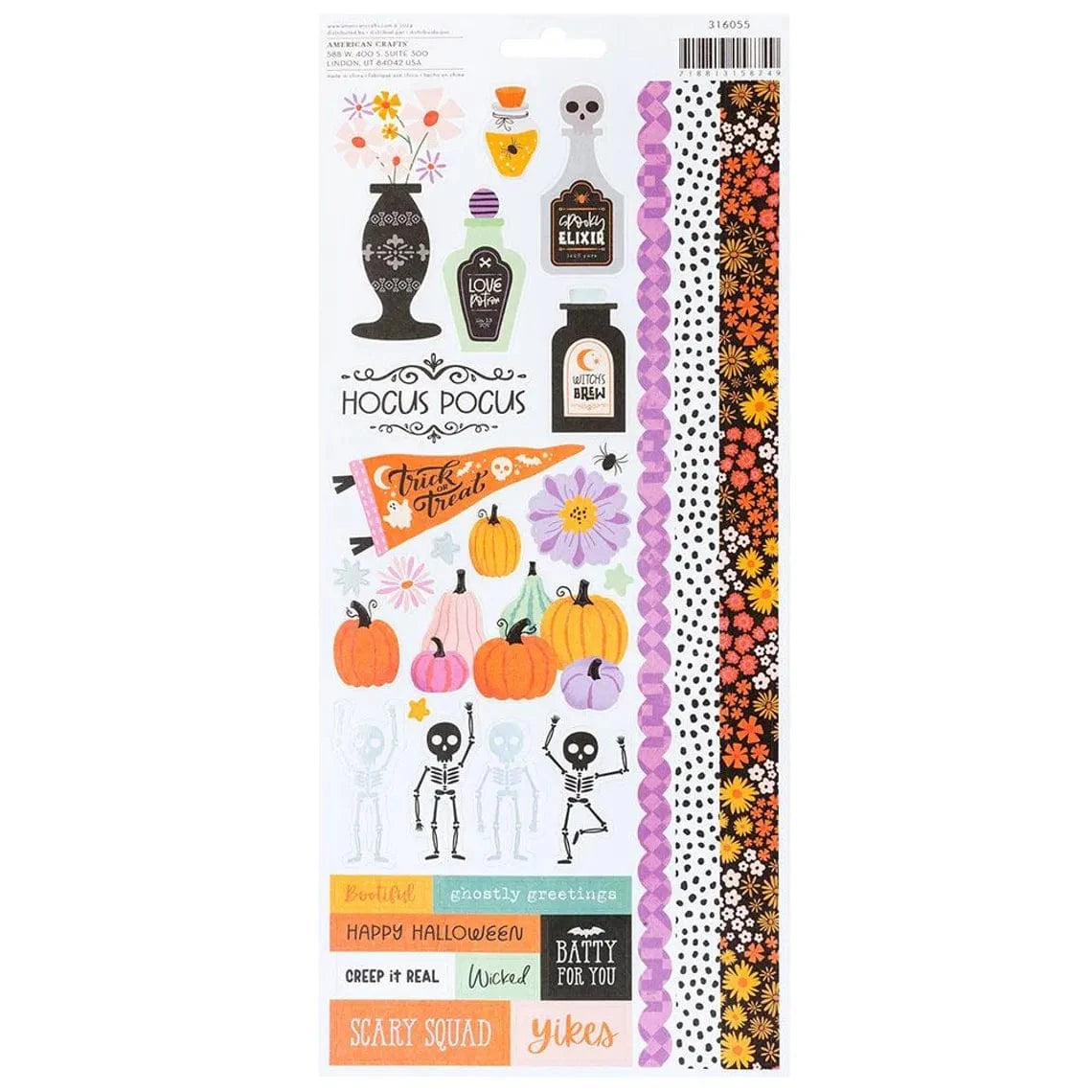 American Crafts Paige Evans Tricks & Treats Cardstock Stickers 6"X12" 77 Pieces - 316055