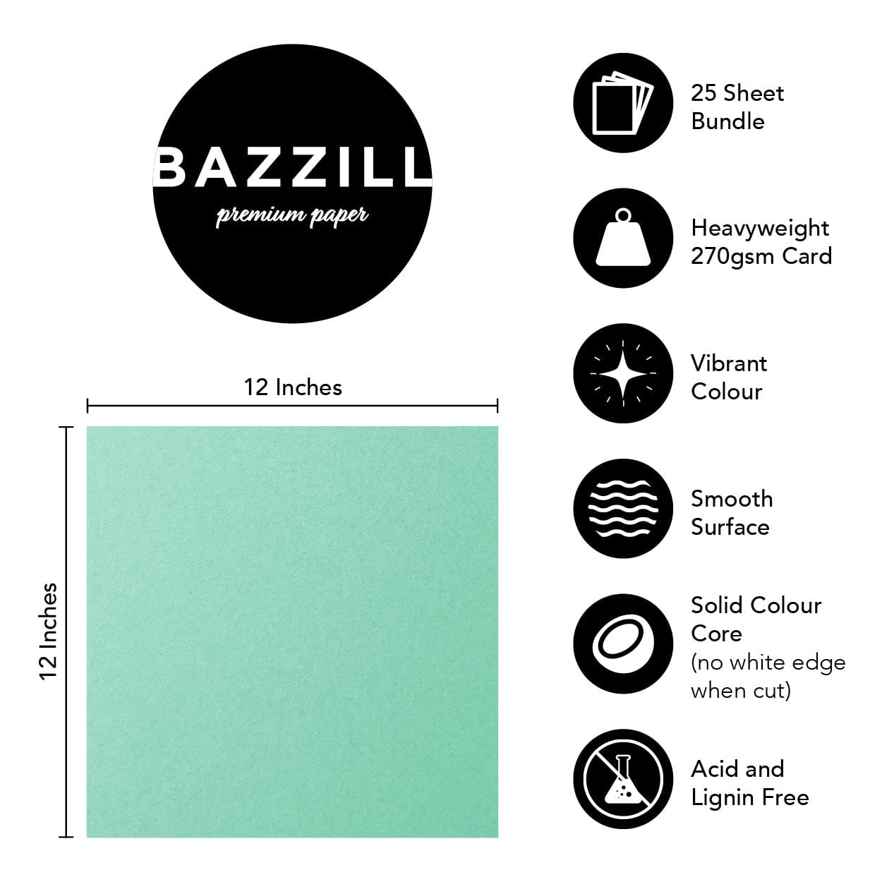 Bazzill Cardstock Bazzill Card Shoppe Heavyweight 12x12" Cardstock - 25 Sheets, Robin's Egg