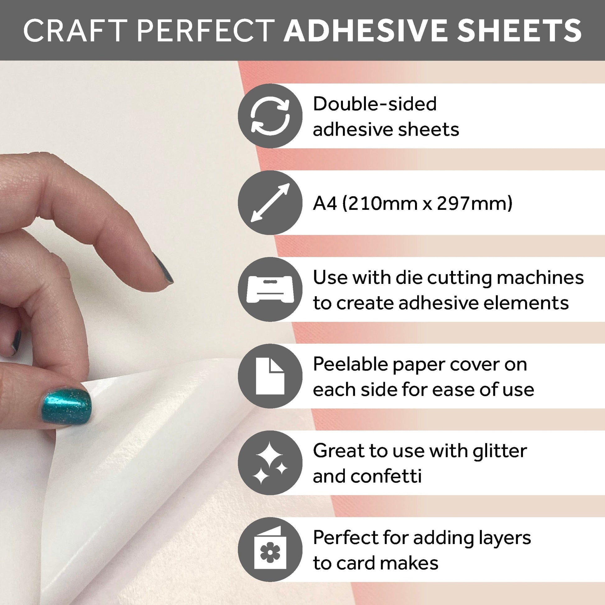 Craft Perfect Adhesives Craft Perfect - Adhesives - Double Sided Adhesive Sheets - A4 - 5 Pack - 9760E