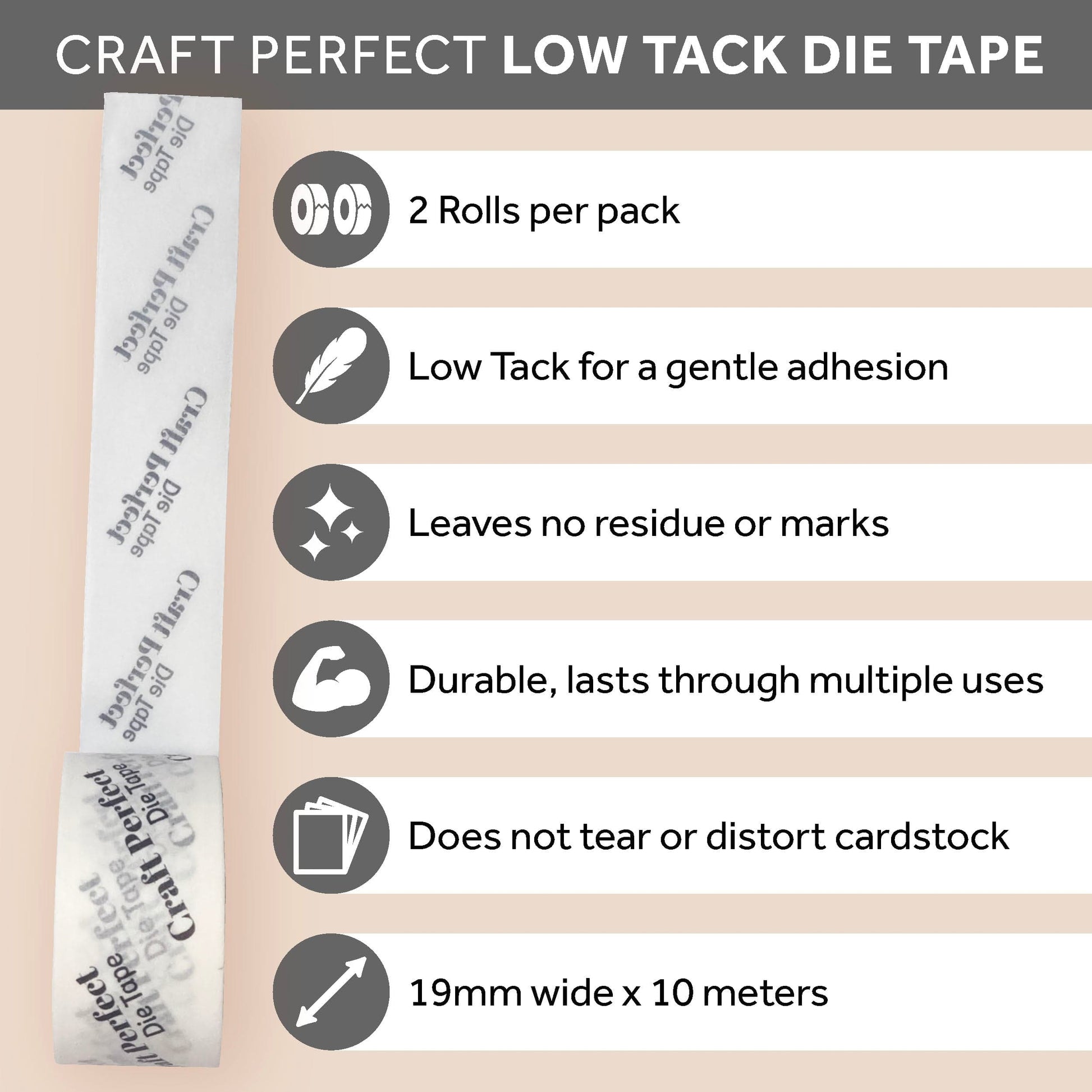 Craft Perfect Adhesives Multipack of 3 - Low Tack Die Tape - 9745e3