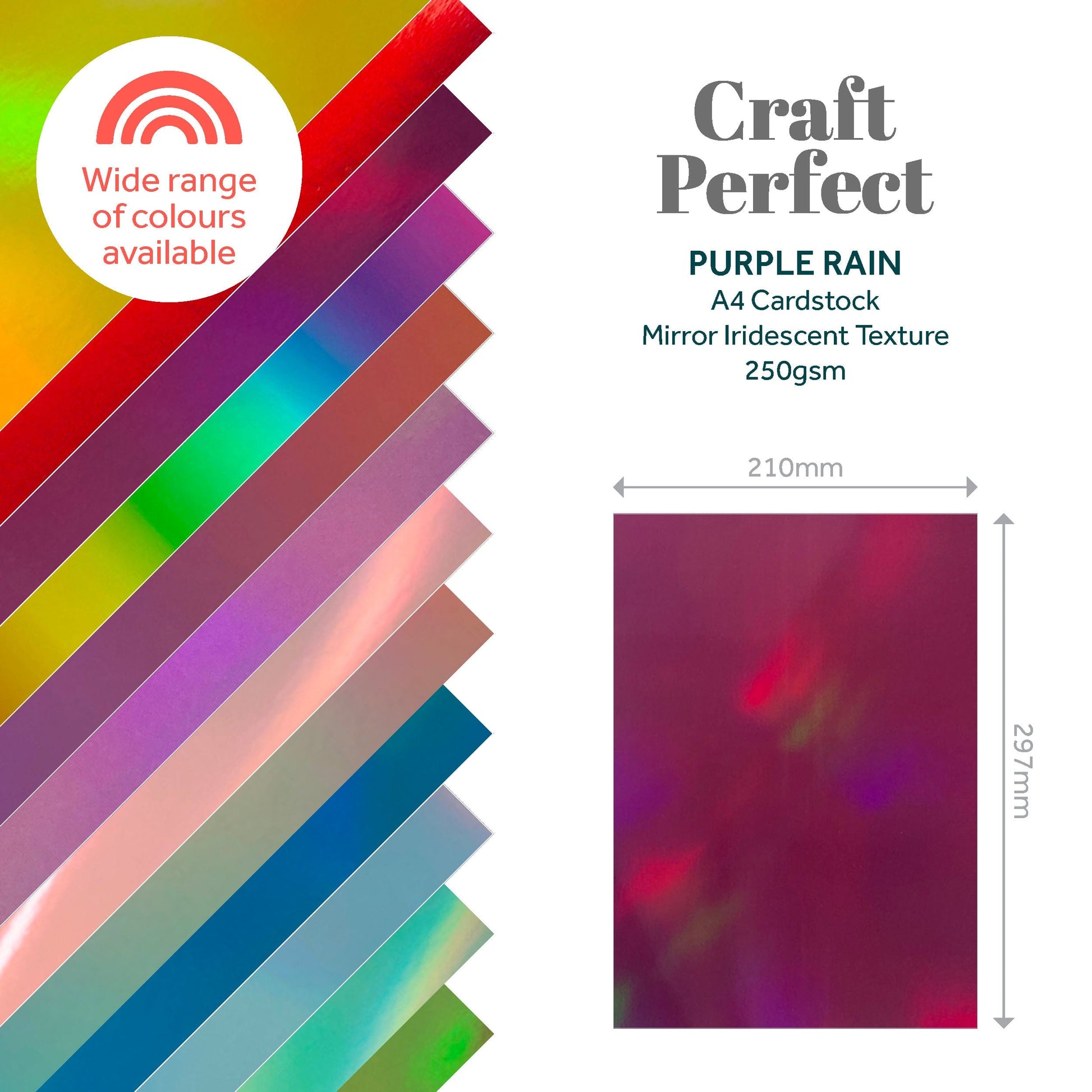 Craft Perfect bundle Multipack of 4 Iridescent Mirror Card - Purple Rain - 9773e4