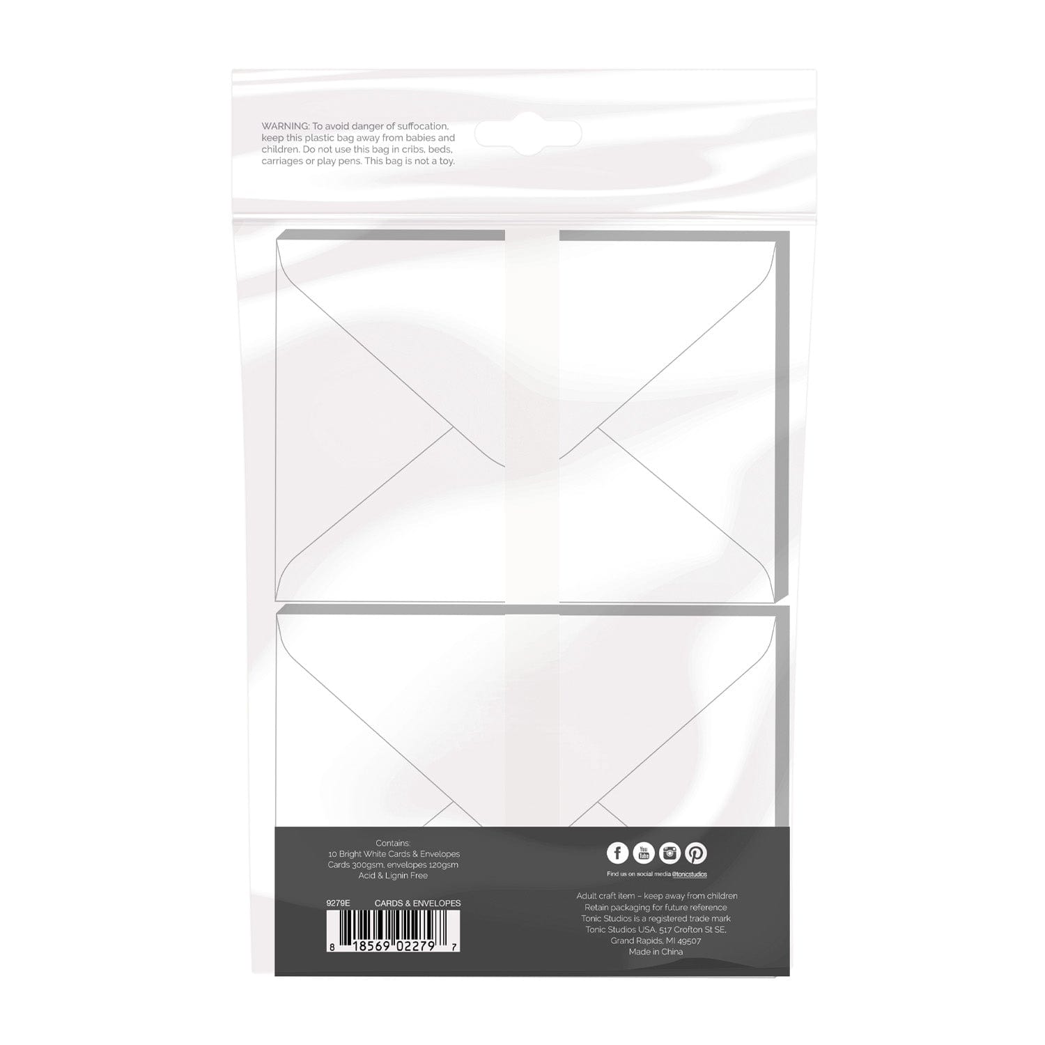 Craft Perfect Card Blanks & Envelopes Craft Perfect - 10 Pack Bright White Card Blanks & Envelopes 5" x 7" - 9279e