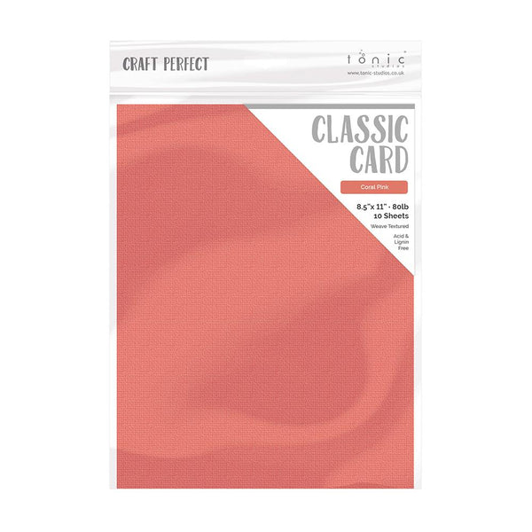 Craft Perfect Classic Card 8.5x11 Coral Pink Weave Textured Cardstock (10 pack) - 9663e