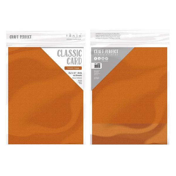 Craft Perfect Classic Card 8.5x11 Pumpkin Orange Weave Textured Cardstock (10 pack) - 9672e