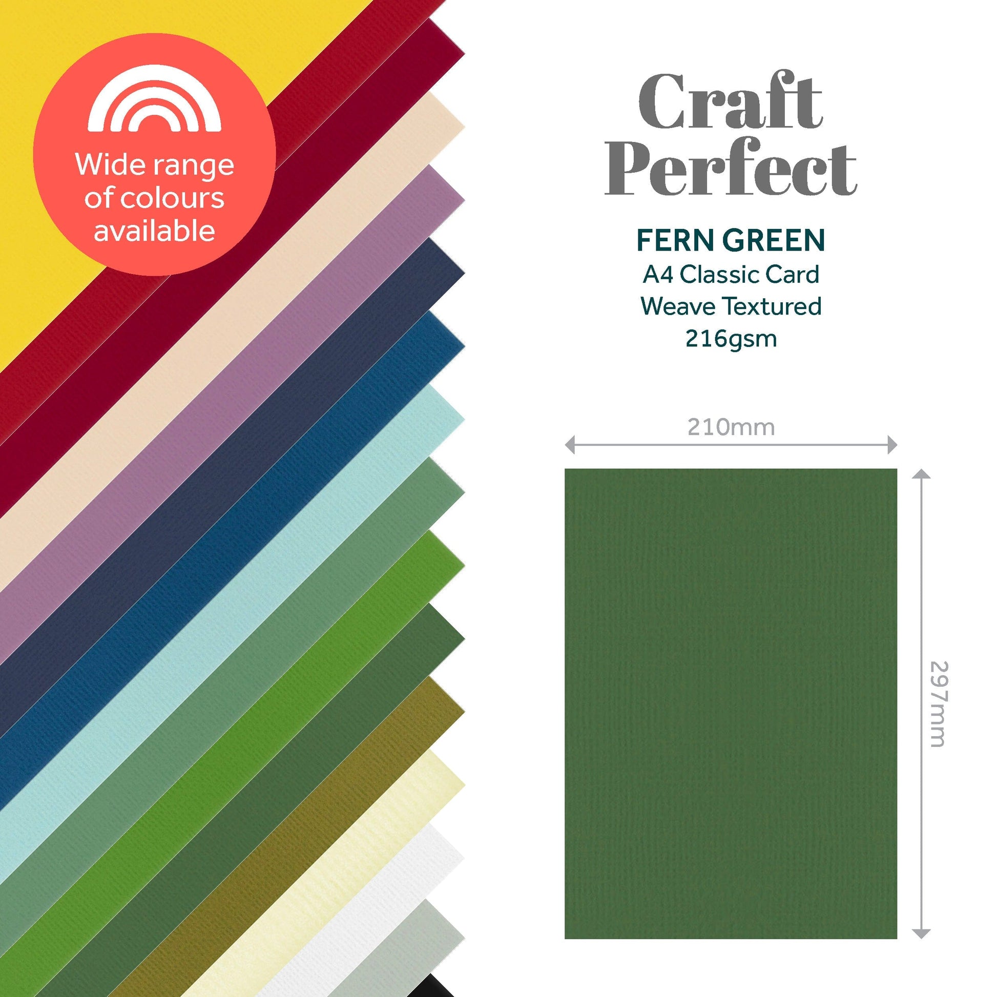 Craft Perfect Classic Card Classic Card  - Fern Green - Weave Textured - A4 - 9037e10