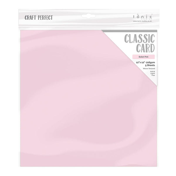 Craft Perfect Classic Card Craft Perfect - Classic Card - Ballet Pink - Weave Textured - 12" x 12" (5/Pk) - 9210e