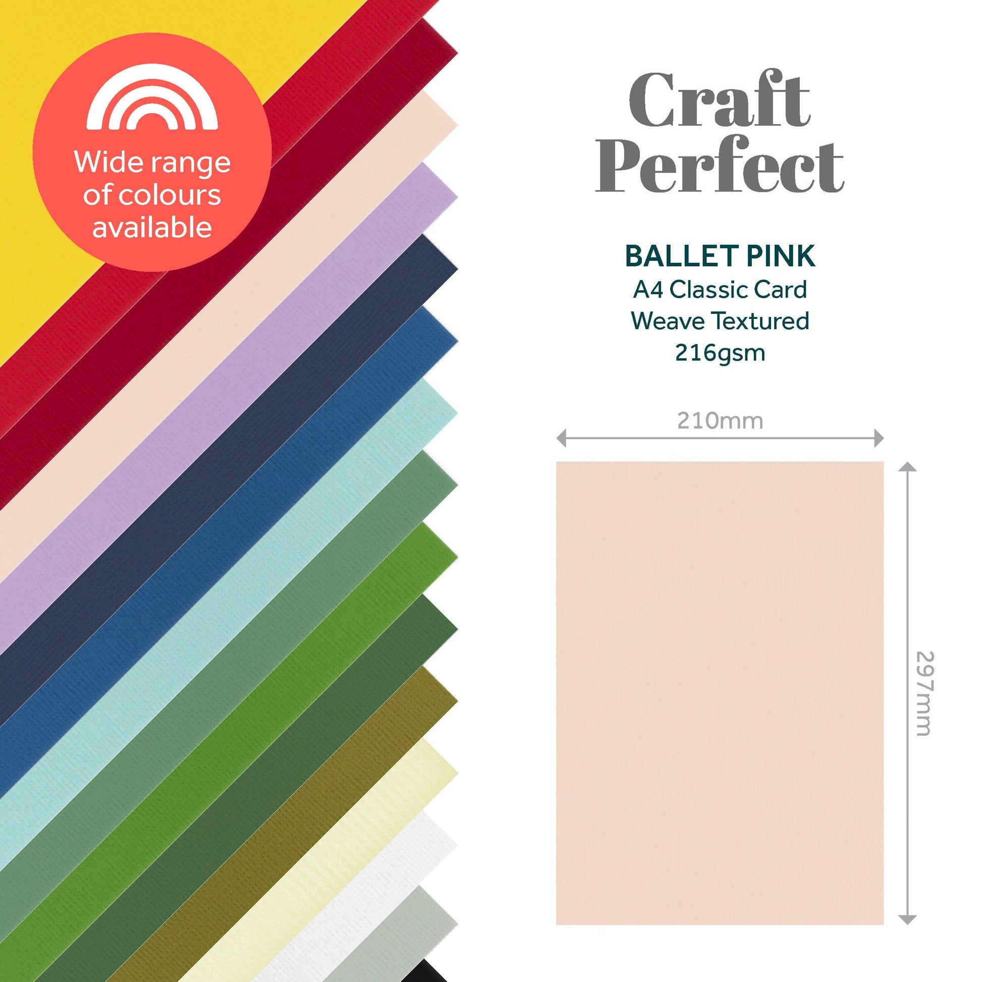 Craft Perfect Classic Card Craft Perfect - Classic Card  - Ballet Pink - Weave Textured - A4(10/PK) - 9089e