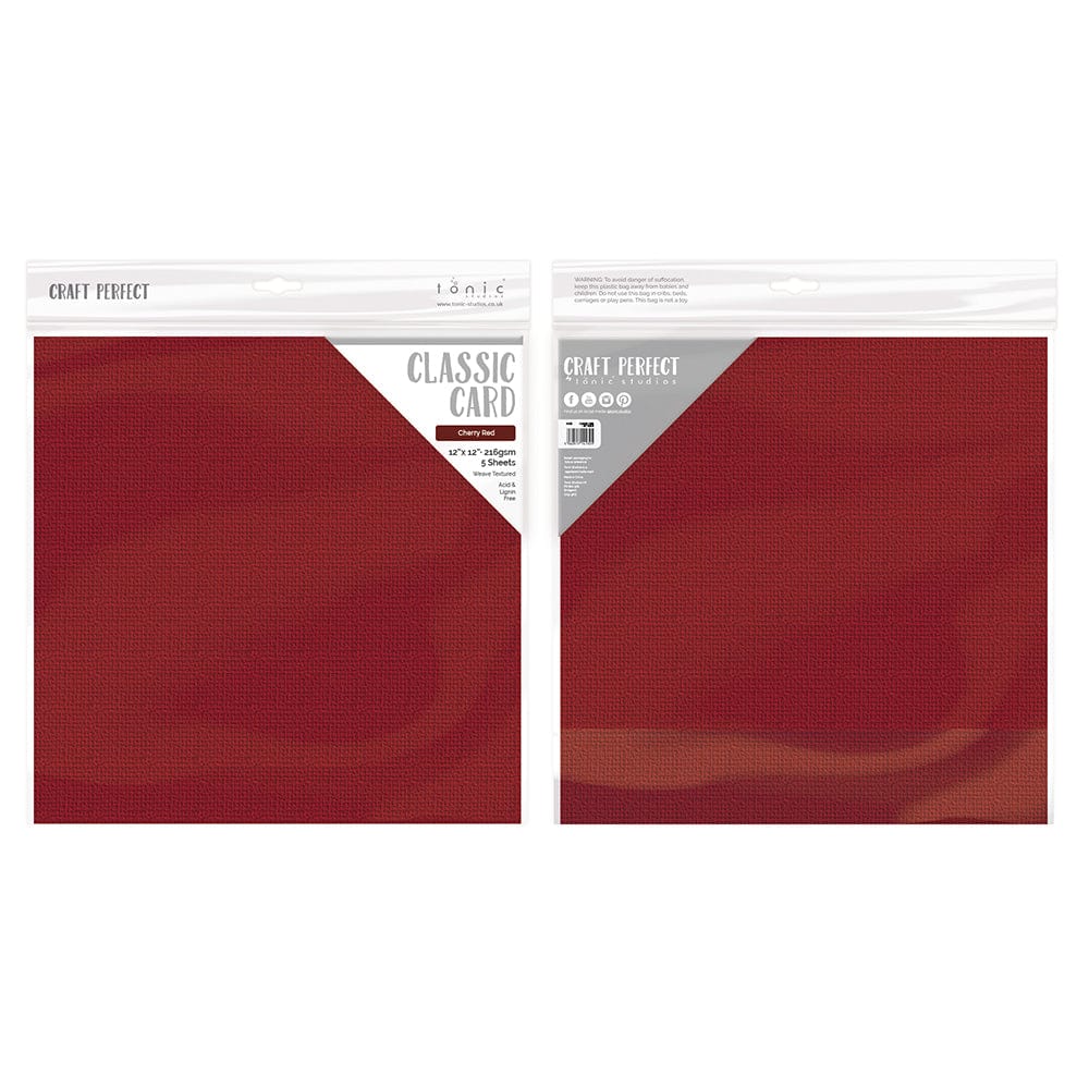 Craft Perfect Classic Card Craft Perfect - Classic Card - Cherry Red - Weave Textured - 12" x 12" (5/Pk) - 9197e