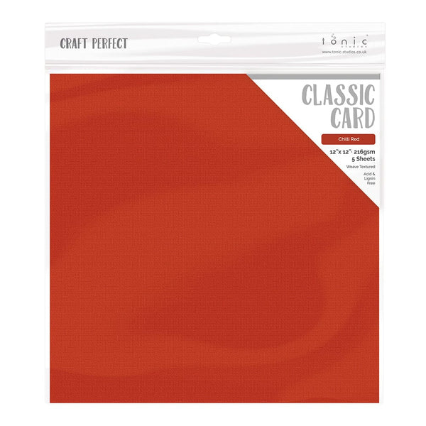 Craft Perfect Classic Card Craft Perfect - Classic Card - Chilli Red - Weave Textured - 12" x 12" (5/Pk) - 9196e