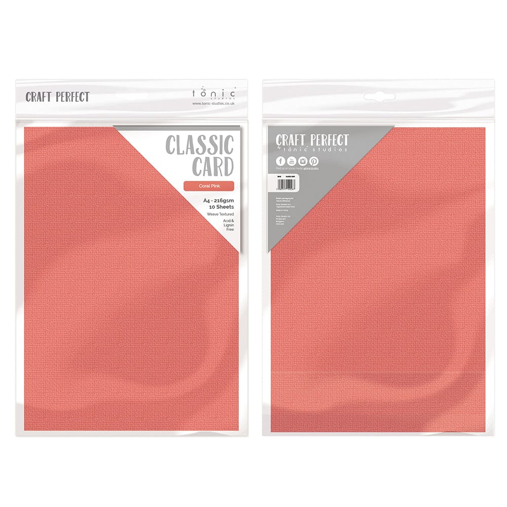 Craft Perfect Classic Card Craft Perfect - Classic Card  - Coral Pink - Weave Textured - A4(10/PK) - 9063e