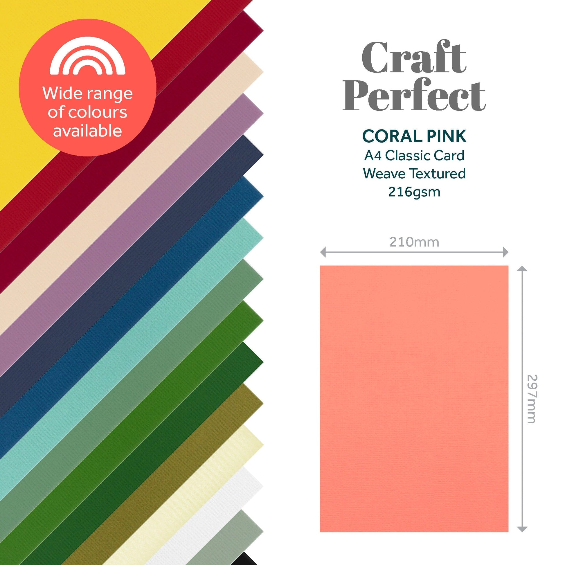 Craft Perfect Classic Card Craft Perfect - Classic Card  - Coral Pink - Weave Textured - A4(10/PK) - 9063e