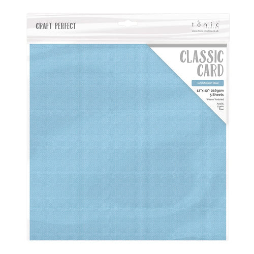 Craft Perfect Classic Card Craft Perfect - Classic Card - Cornflower Blue - Weave Textured - 12" x 12" (5/Pk) - 9166e