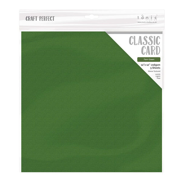 Craft Perfect Classic Card Craft Perfect - Classic Card - Fern Green - Weave Textured - 12" x 12" (5/Pk) - 9158e