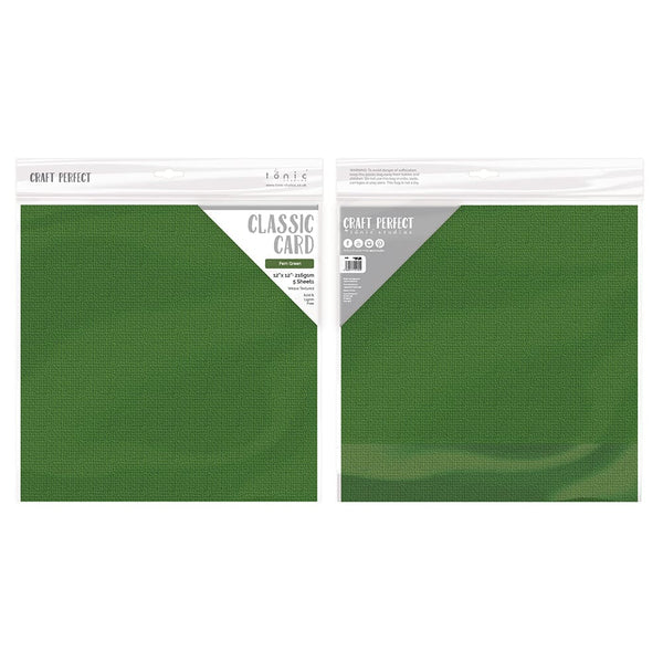 Craft Perfect Classic Card Craft Perfect - Classic Card - Fern Green - Weave Textured - 12" x 12" (5/Pk) - 9158e