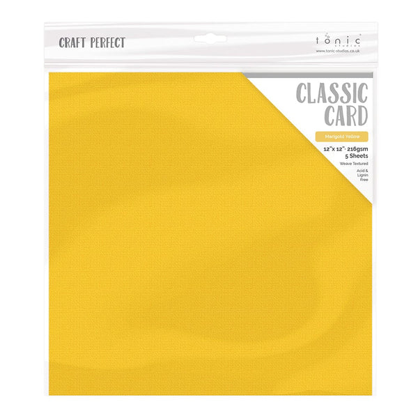 Craft Perfect Classic Card Craft Perfect - Classic Card - Marigold Yellow - Weave Textured - 12" x 12" (5/Pk) - 9149e