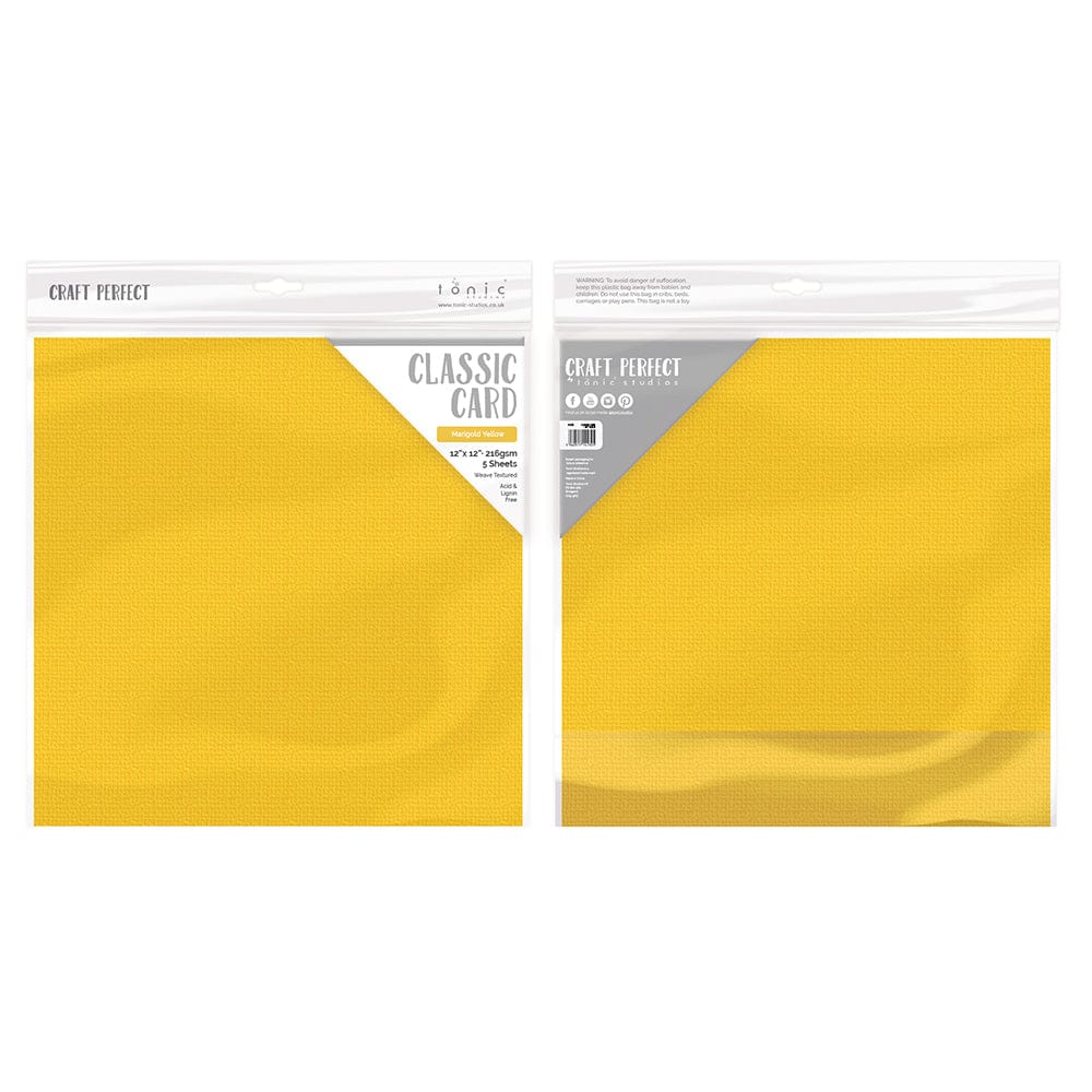 Craft Perfect Classic Card Craft Perfect - Classic Card - Marigold Yellow - Weave Textured - 12" x 12" (5/Pk) - 9149e