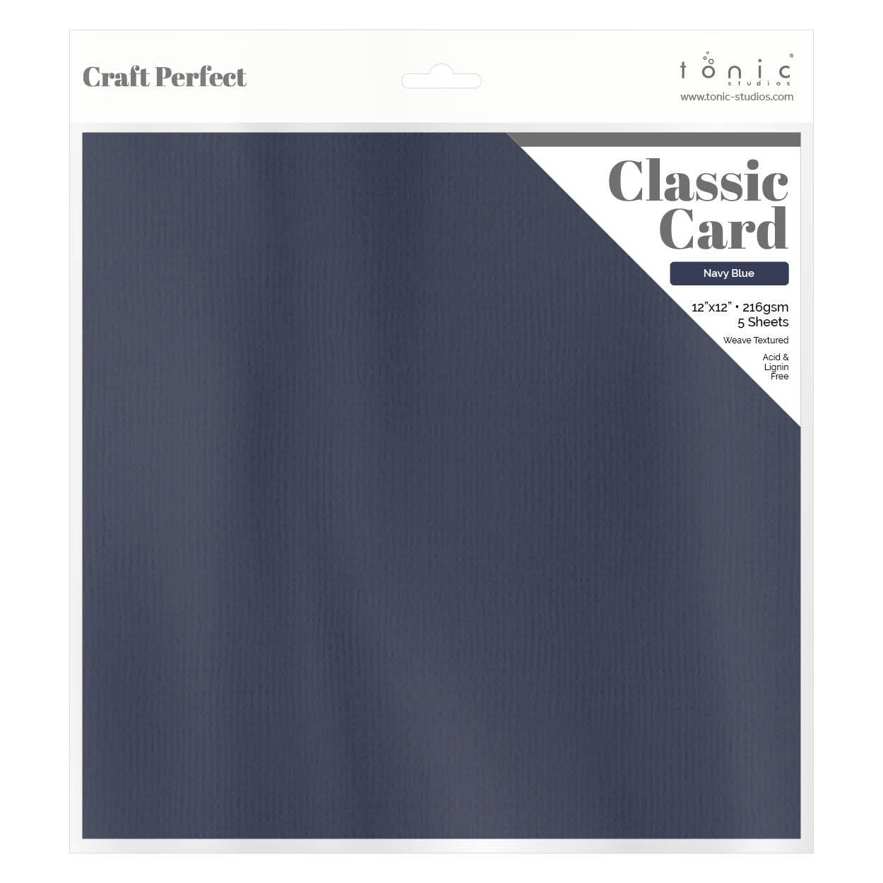 Craft Perfect Classic Card Craft Perfect - Classic Card - Navy Blue - Weave Textured - 12" x 12" (5/Pk) - 9170e