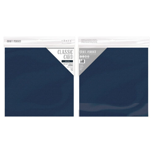 Craft Perfect Classic Card Craft Perfect - Classic Card - Navy Blue - Weave Textured - 12" x 12" (5/Pk) - 9170e