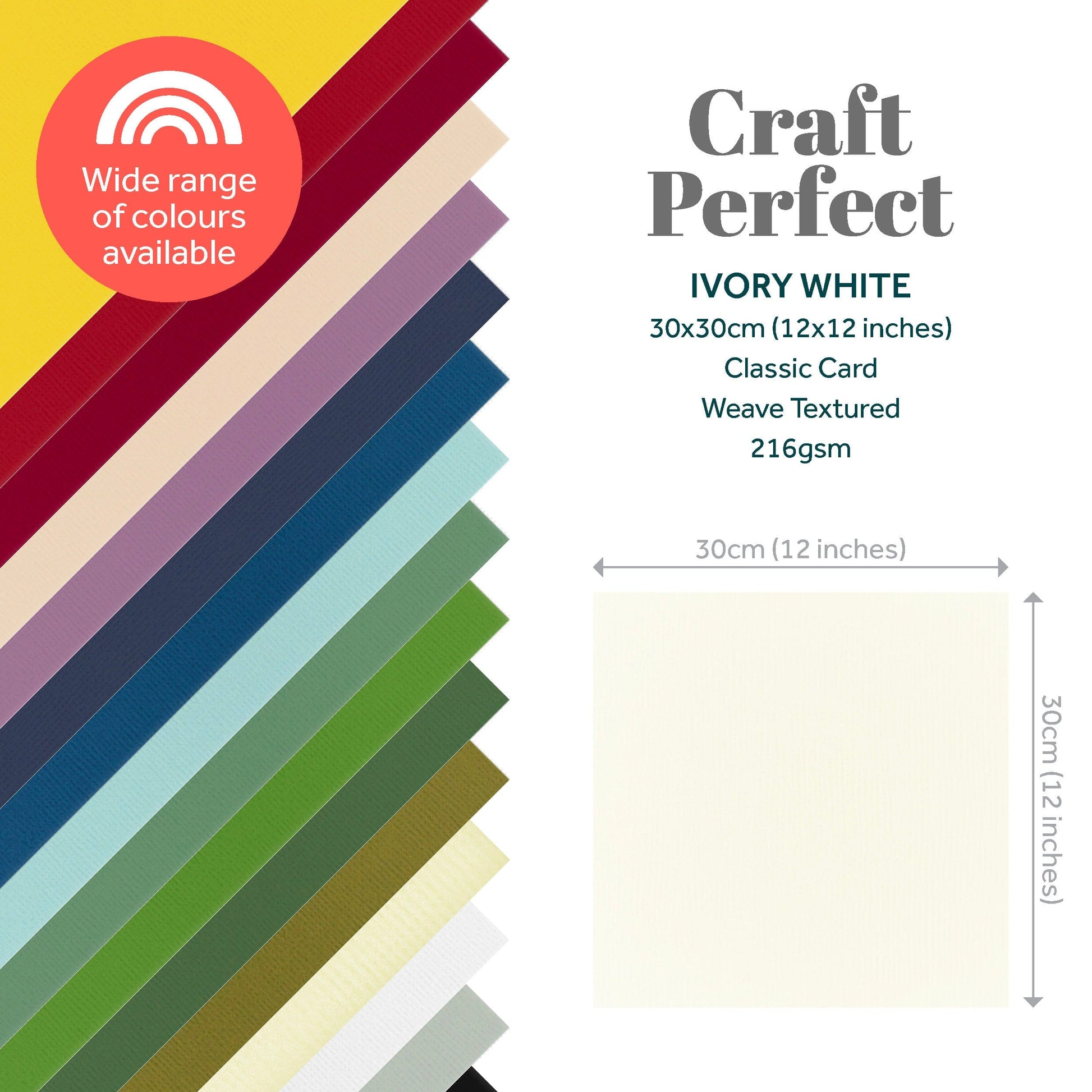 Craft Perfect Classic Card Multipack of 2 - Classic Card - Ivory White - 12" x 12" - 9136E2