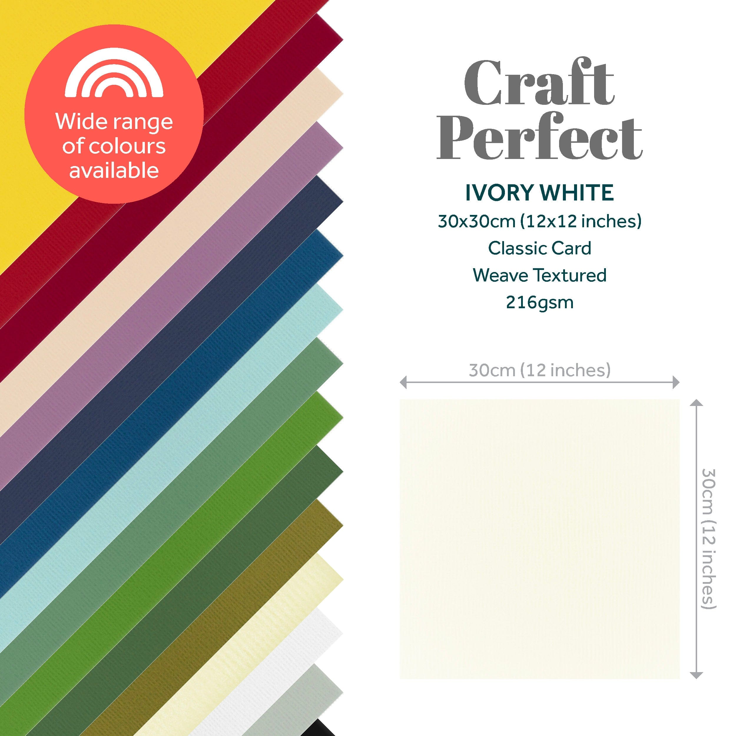 Craft Perfect Classic Card Multipack of 2 - Classic Card - Ivory White - 12" x 12" - 9136E2