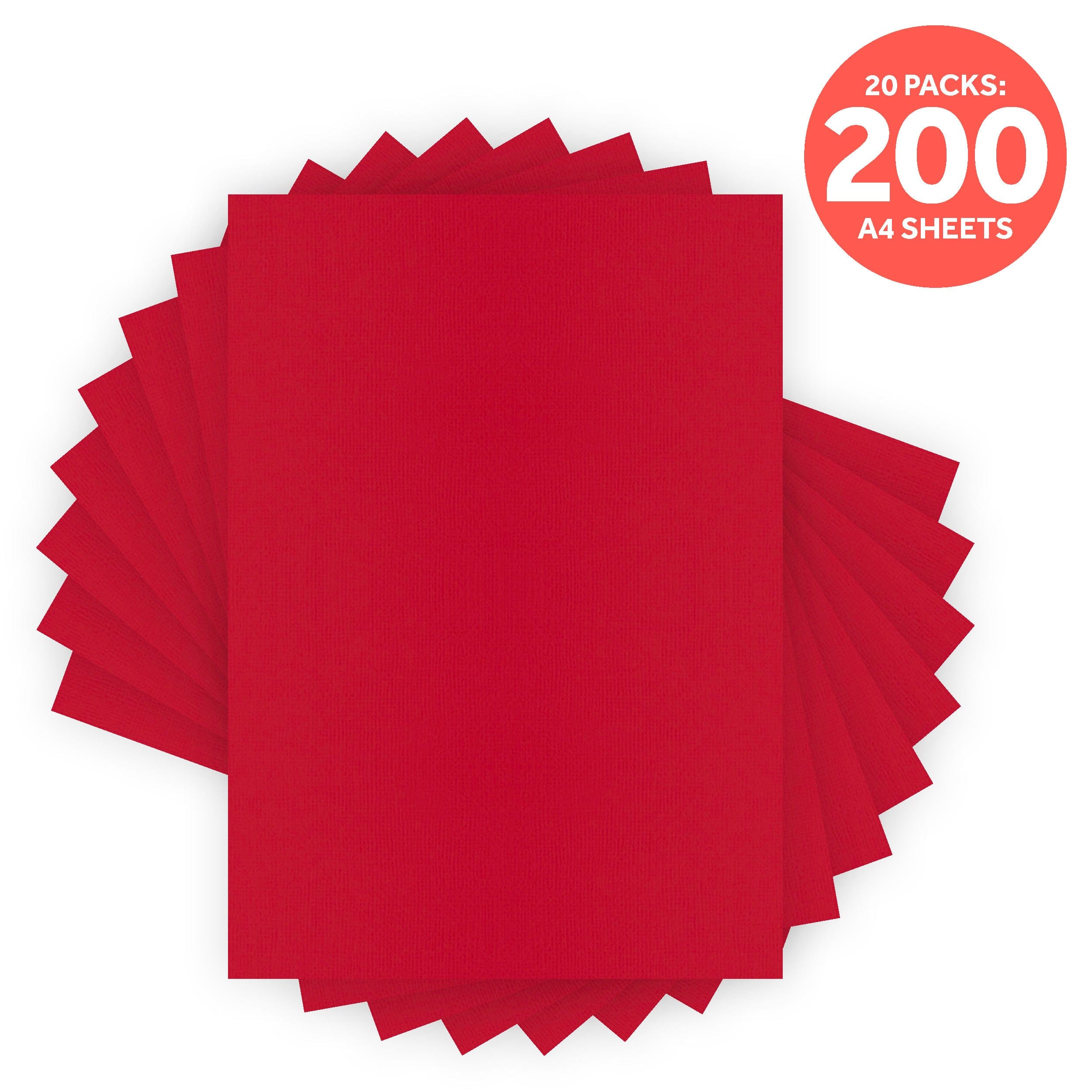 Craft Perfect Classic Card Multipack of 20 - Classic Card -  Chilli Red - A4 - 9075E20