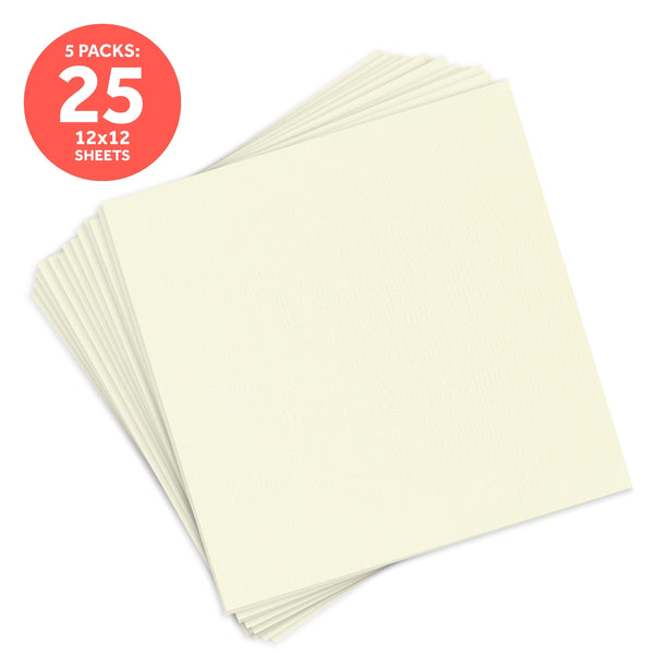 Craft Perfect Classic Card Multipack of 5 - Classic Card - Ivory White - 12" x 12"- 9136E5