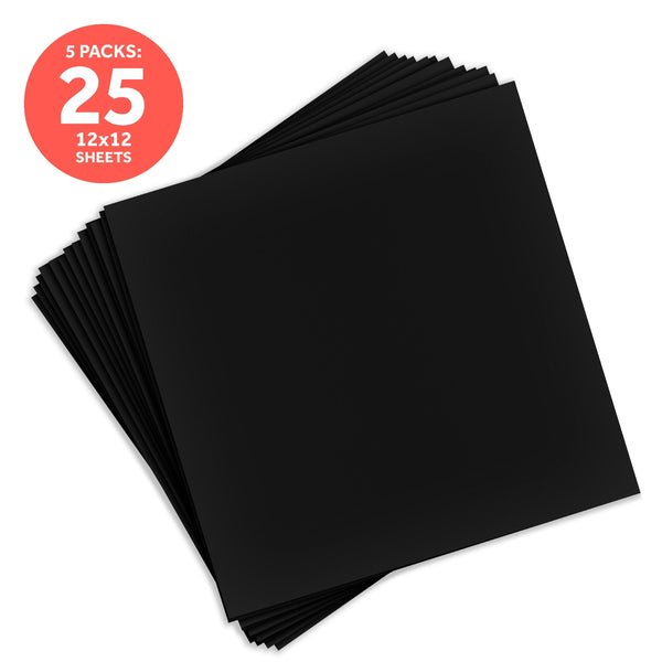 Craft Perfect Classic Card Multipack of 5 - Classic Card - Jet Black - 12" x 12" - 9132E5