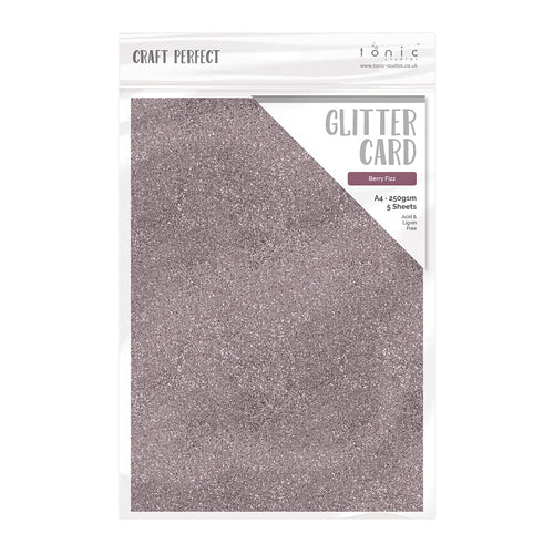 Craft Perfect EXCLUDE Craft Perfect - Glitter Card - Berry Fizz - A4 (5/Pk)  - 9952e