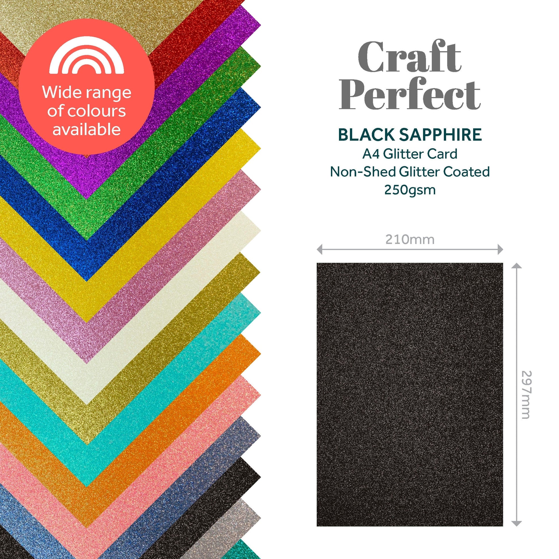 Craft Perfect Glitter Card Craft Perfect - Glitter Card - Black Sapphire	A4 - 250gsm - 5 Sheets - 9943E