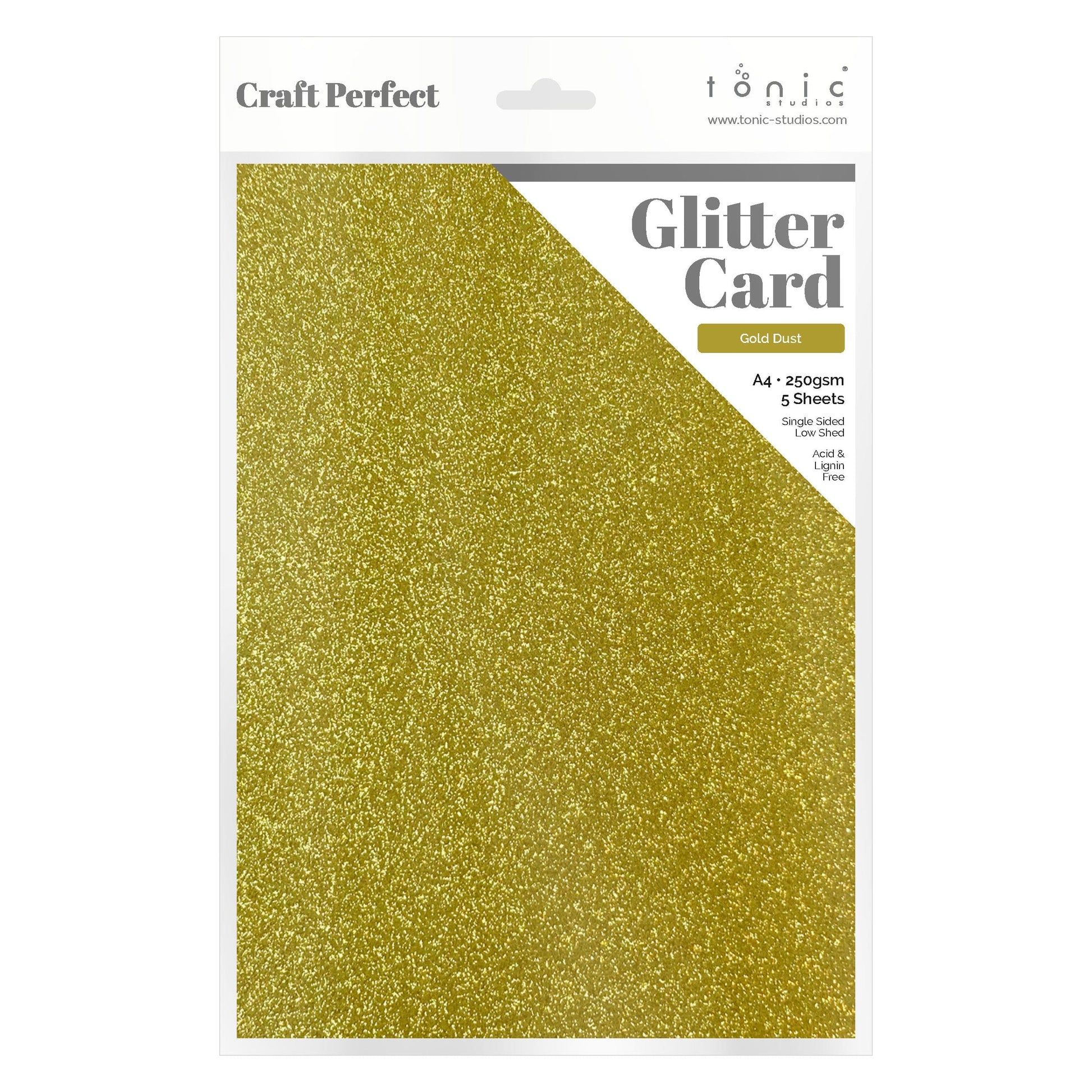 Craft Perfect Glitter Card Craft Perfect - Glitter Card - Gold Dust - A4 (5/PK) - 9940E