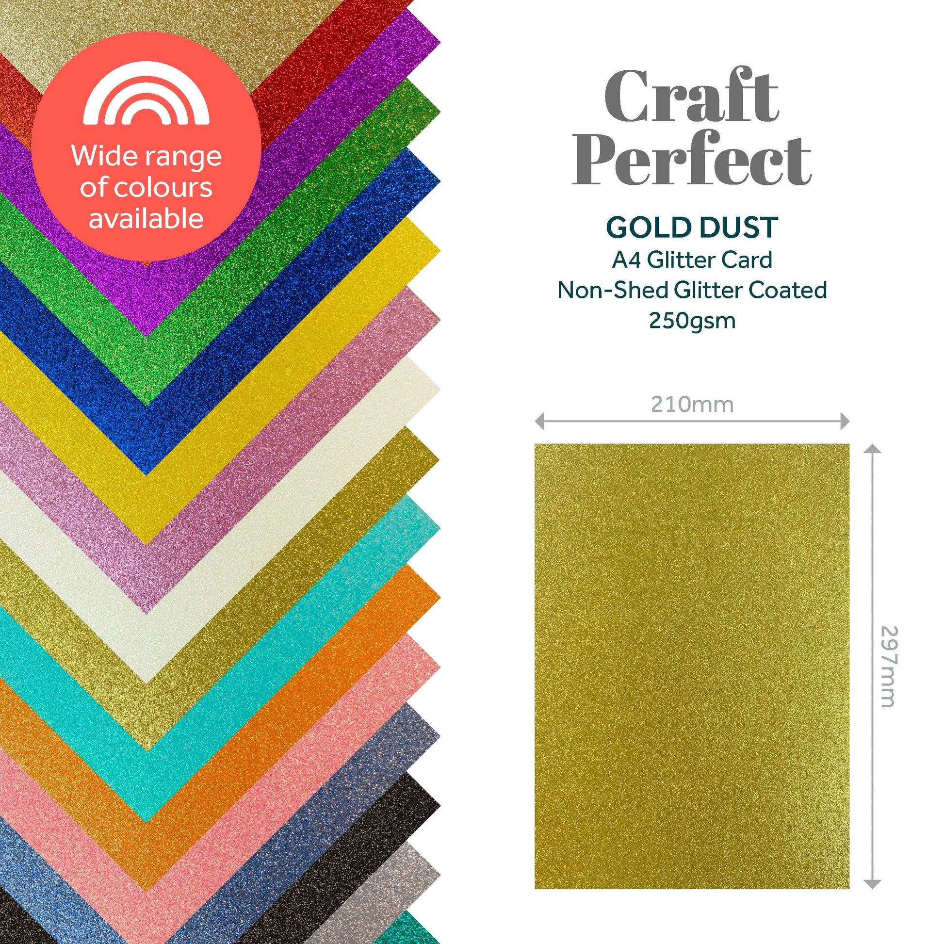 Craft Perfect Glitter Card Craft Perfect - Glitter Card - Gold Dust - A4 (5/PK) - 9940E