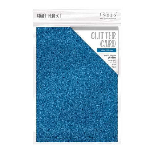 Craft Perfect Glitter Card Craft Perfect - Glitter Card - Midnight Topaz - A4 (5/PK) - 9947e