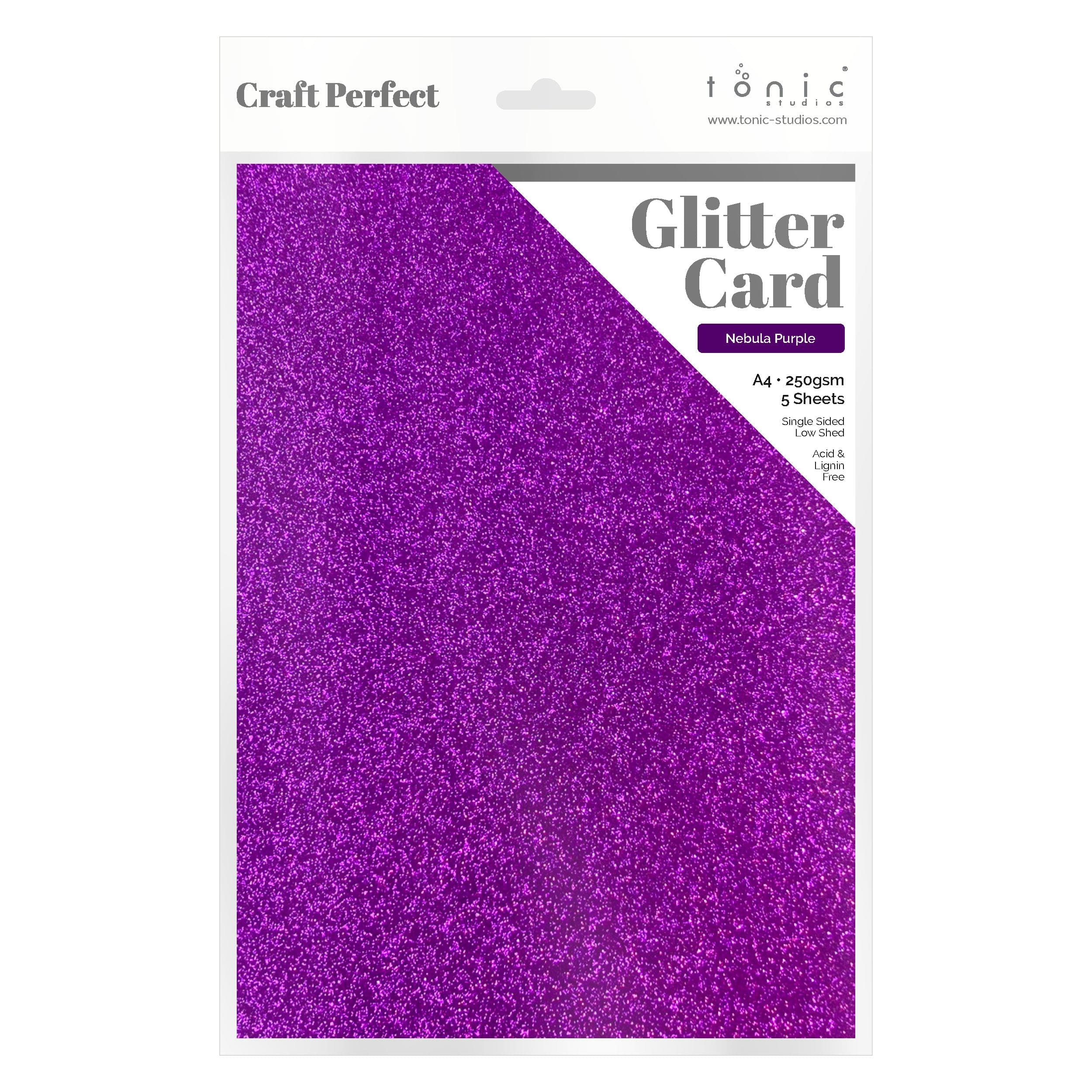 Craft Perfect Glitter Card Craft Perfect - Glitter Card - Nebula Purple - A4 (5/PK) - 9946e