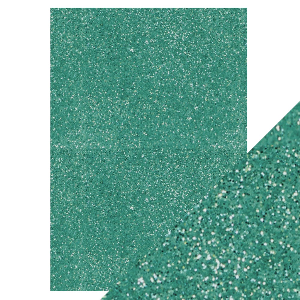Craft Perfect Glitter Card Craft Perfect - Glitter Card - Turquoise Lake - A4 (5/Pk) - 9954e