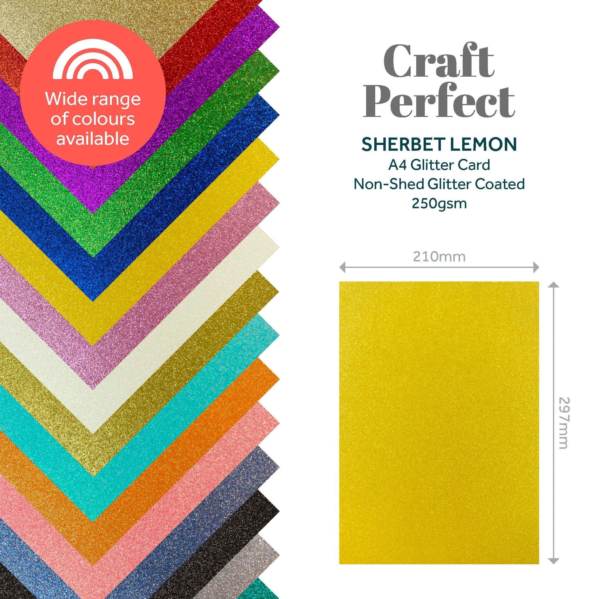 Craft Perfect Glitter Card Multipack of 3 Glitter Card - Sherbet Lemon- A4 - 9956E3