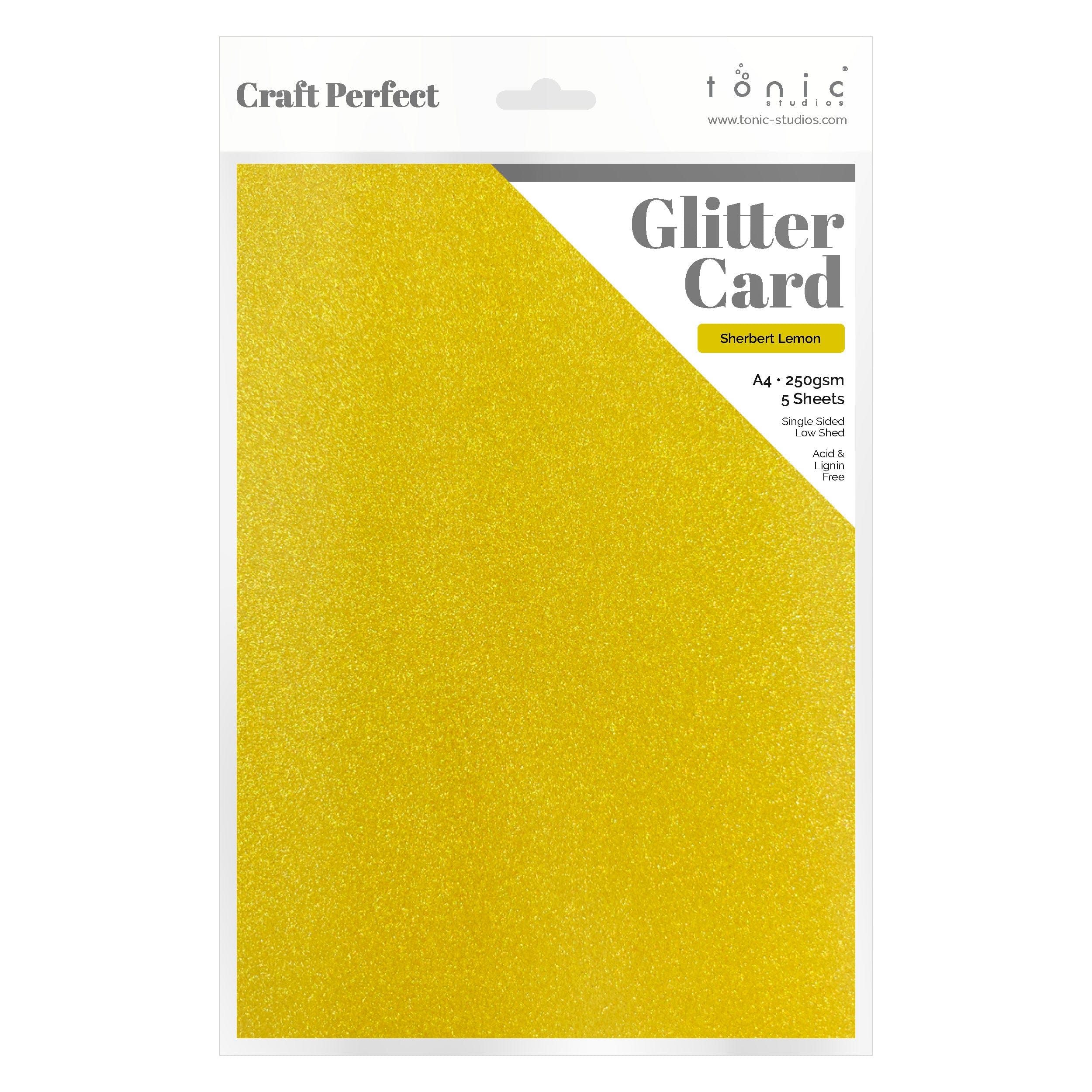 Craft Perfect Glitter Card Multipack of 3 Glitter Card - Sherbet Lemon- A4 - 9956E3