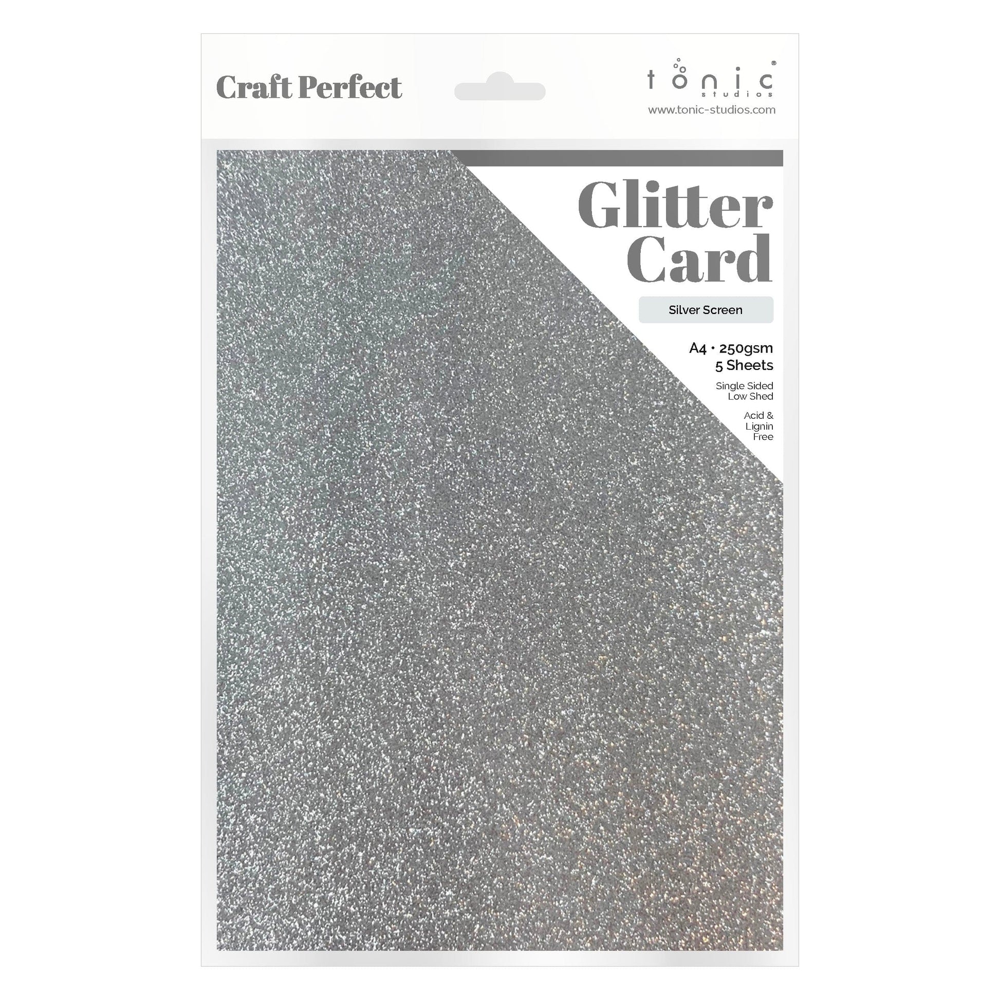 Craft Perfect Glitter Card Multipack of 3 Glitter Card - Silver Screen - A4 - 9941E3