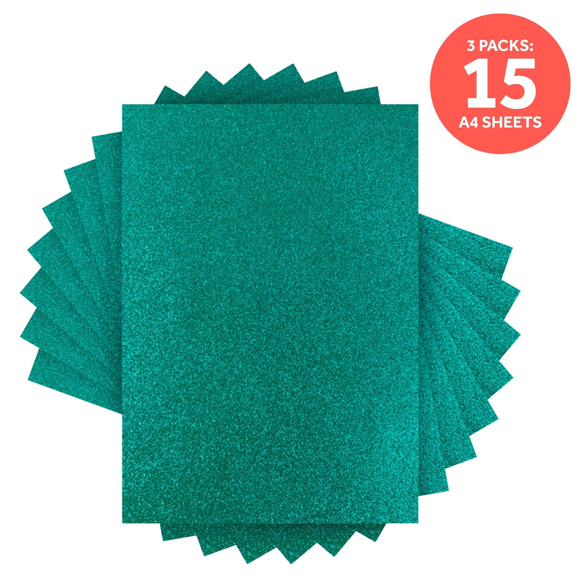 Craft Perfect Glitter Card Multipack of 3 Glitter Card -Turquoise Lake - A4 - 9954E3