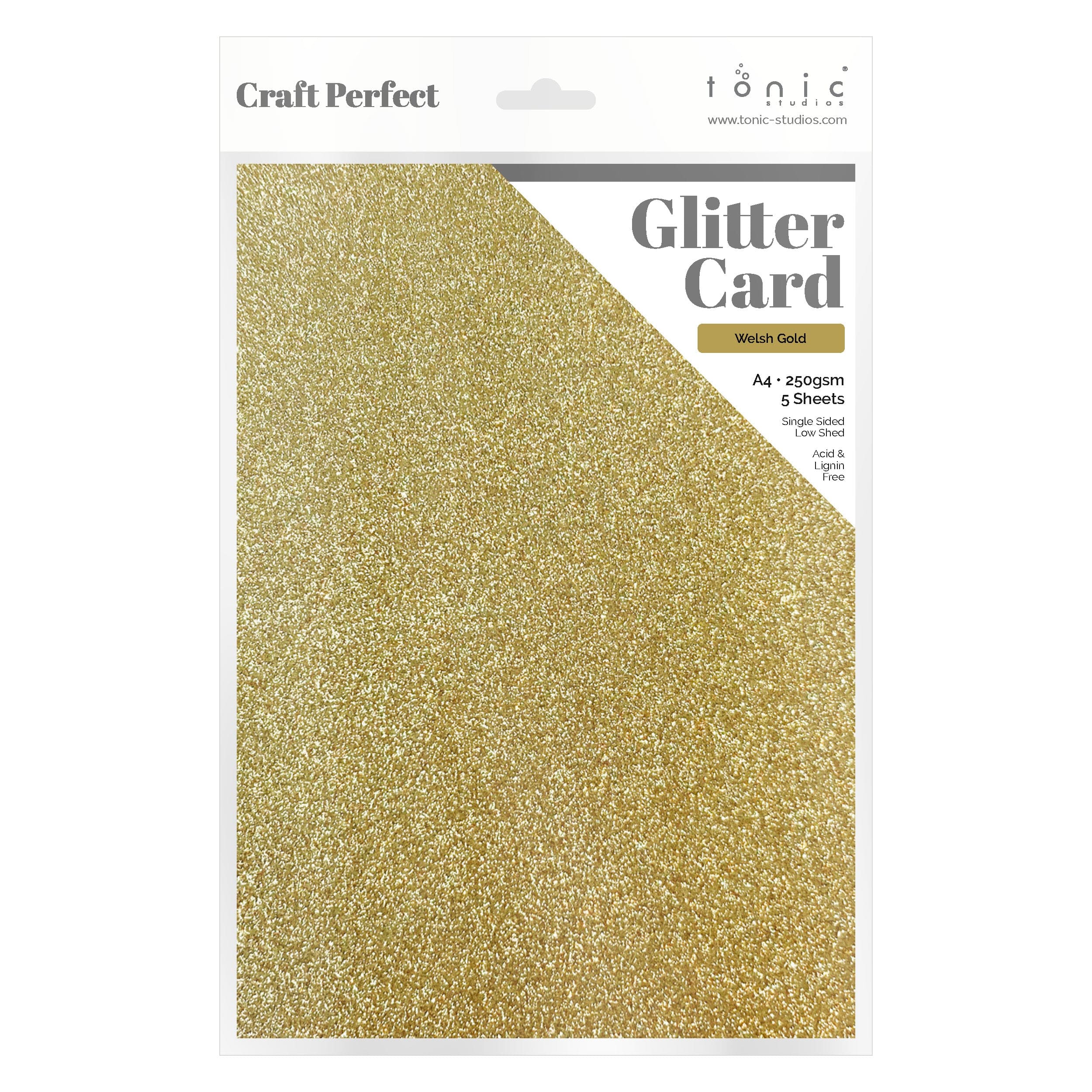 Craft Perfect Glitter Card Multipack of 3 Glitter Card - Welsh Gold - A4 - 9942E3